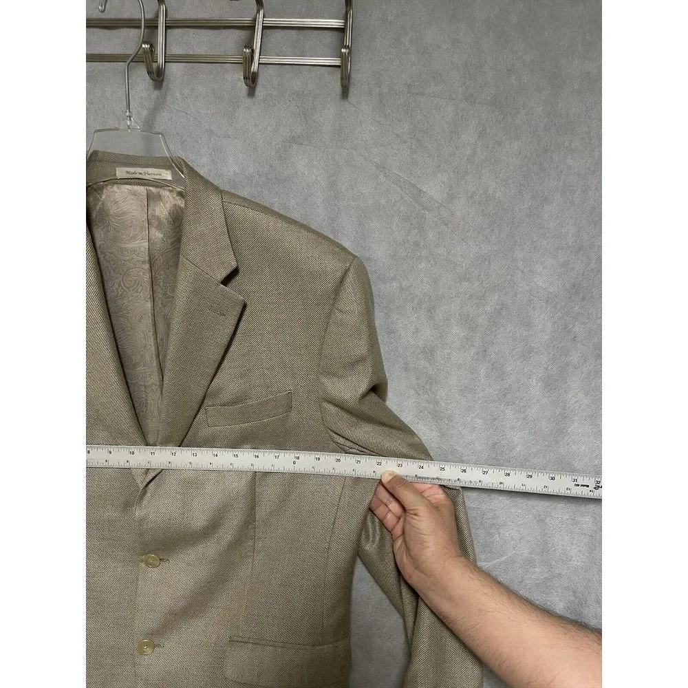 Chaps Blazer Men‎ 42R Beige Linen Blend Ralph Lauren Career Coat Flannel Luxury